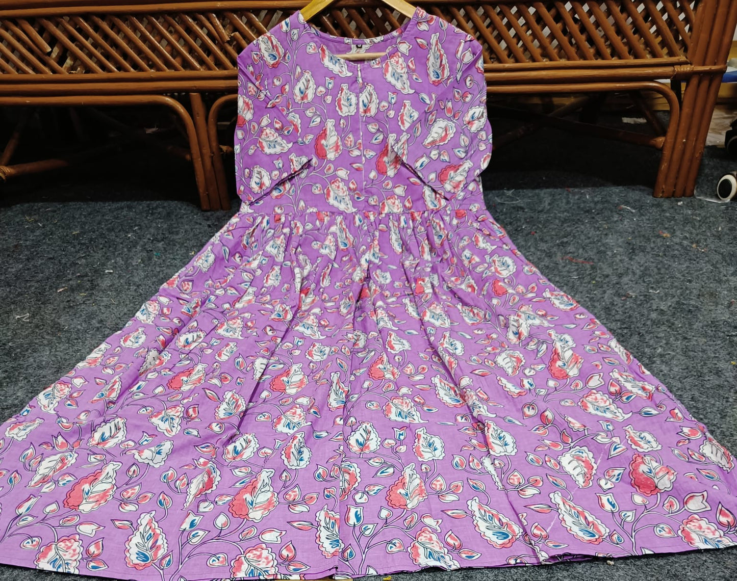 Purple printed Middy Gown