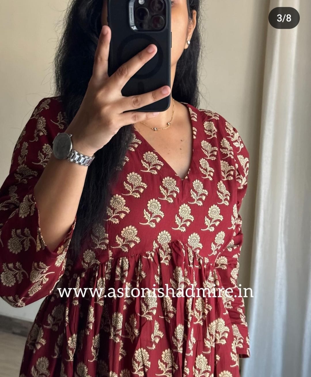 Brown ikkat print Middy Gown