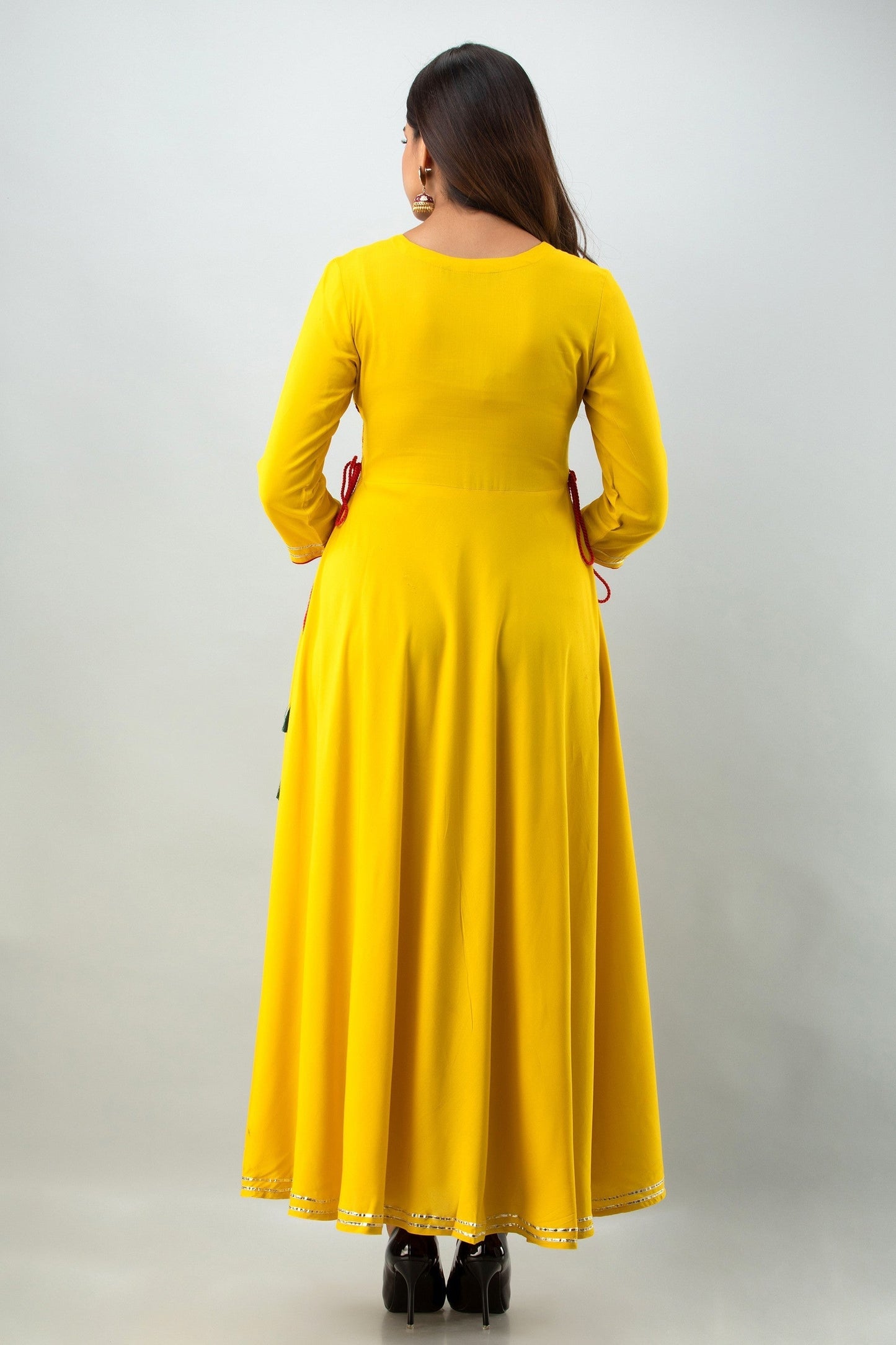 Yellow Embroidery work gown