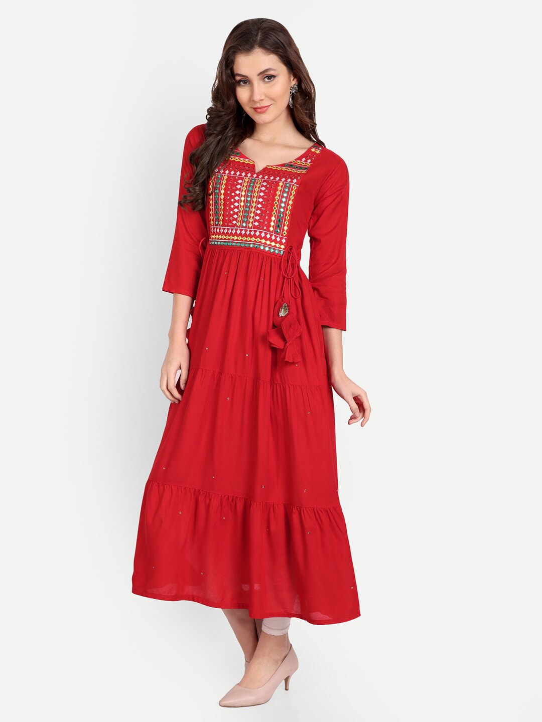 Embellished Mirror Work Rayon Anarkali Kurta