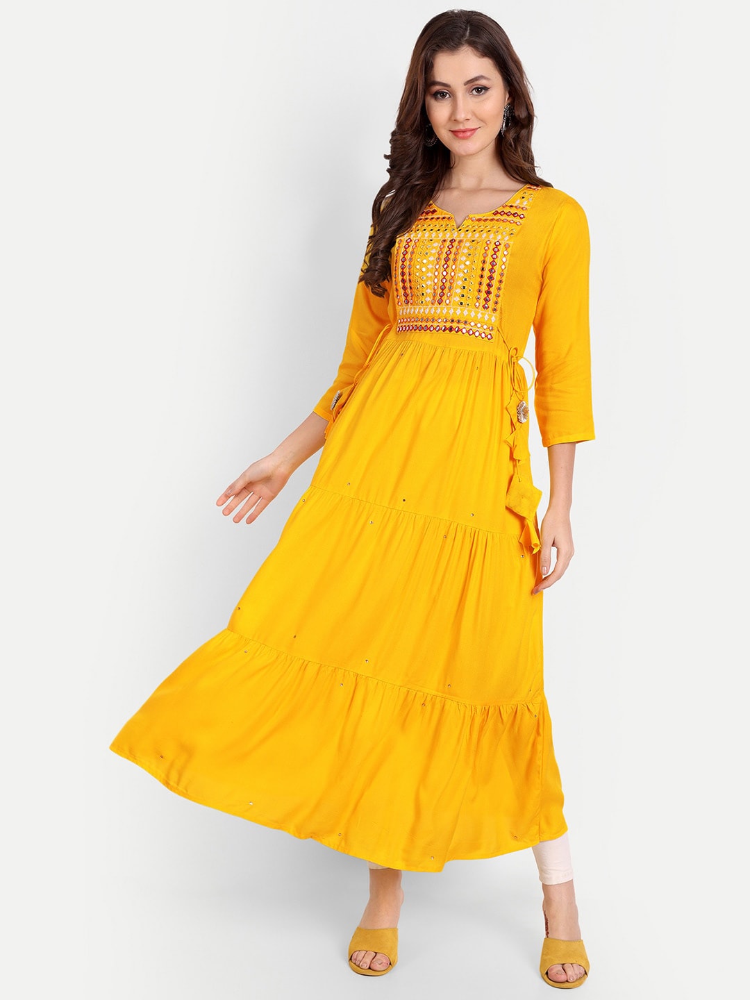 Embellished Mirror Work Rayon Anarkali Kurta