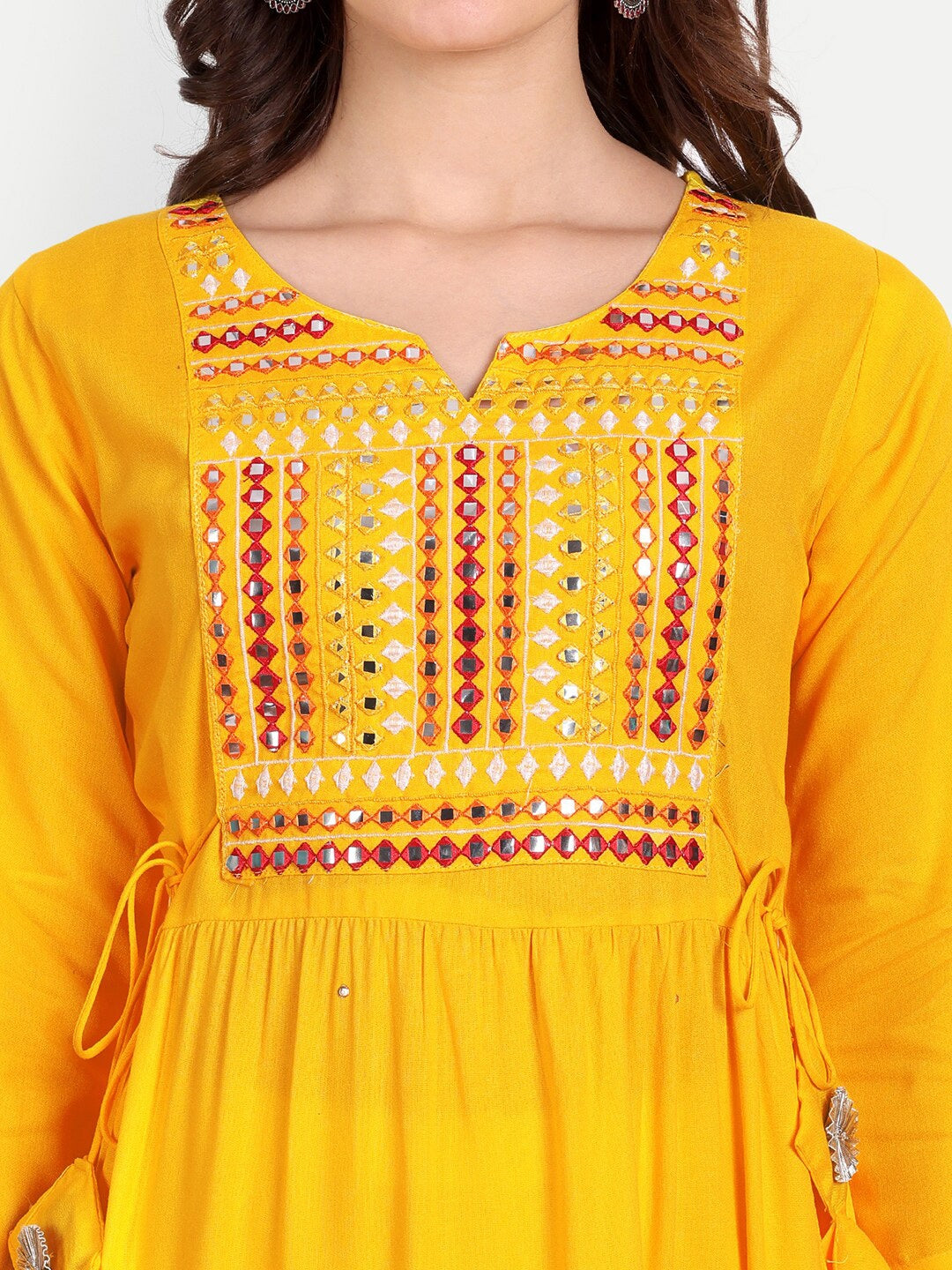 Embellished Mirror Work Rayon Anarkali Kurta