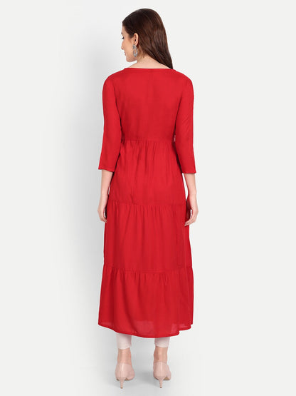 Embellished Mirror Work Rayon Anarkali Kurta