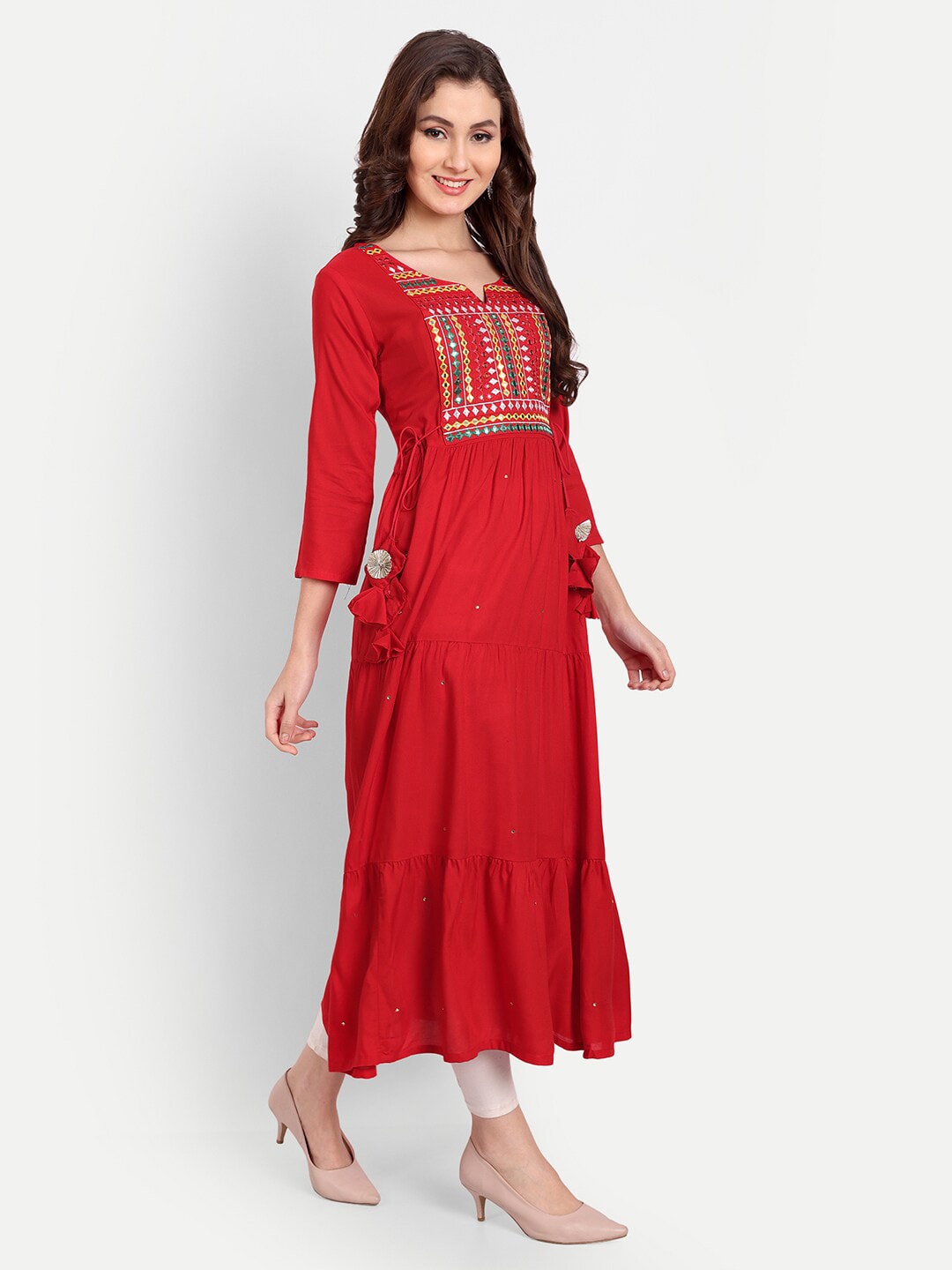 Embellished Mirror Work Rayon Anarkali Kurta