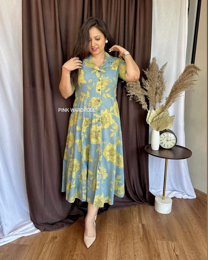 Neelam Aline Flower Print Dress