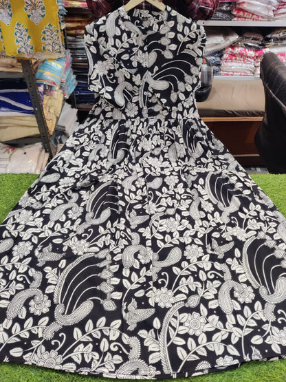 Women Cotton Black Ikkat Print