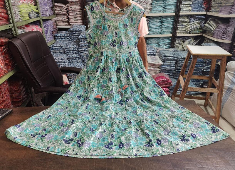 Women Cotton Floral Maxi Gown