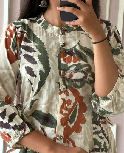 Women Muticolor Cotton Middi Gown