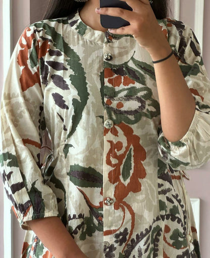 Women Muticolor Cotton Middi Gown