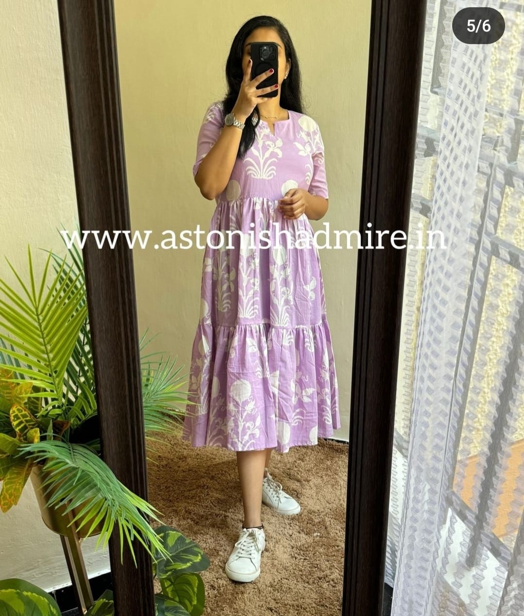 Purple print Middy Gown