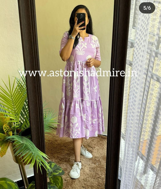 Purple print Middy Gown
