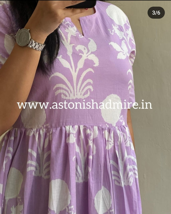 Purple print Middy Gown