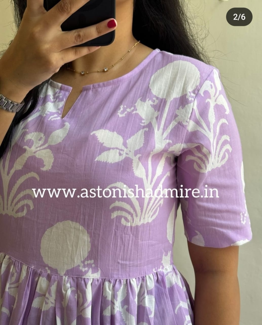 Purple print Middy Gown