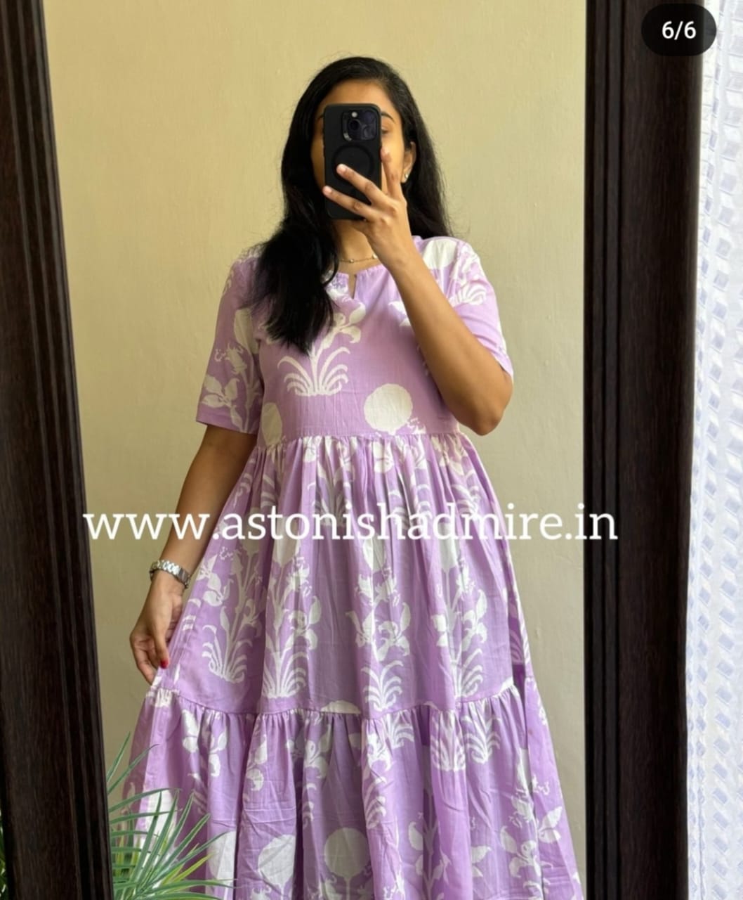 Purple print Middy Gown