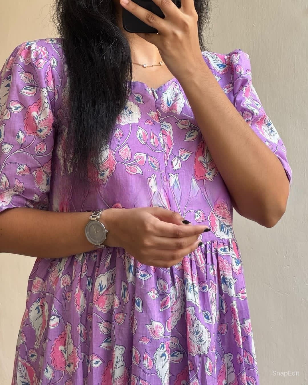 Purple printed Middy Gown