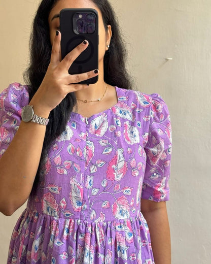 Purple printed Middy Gown