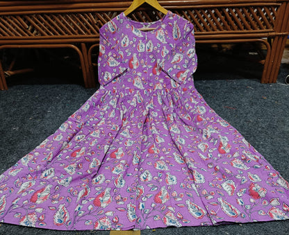 Purple printed Middy Gown