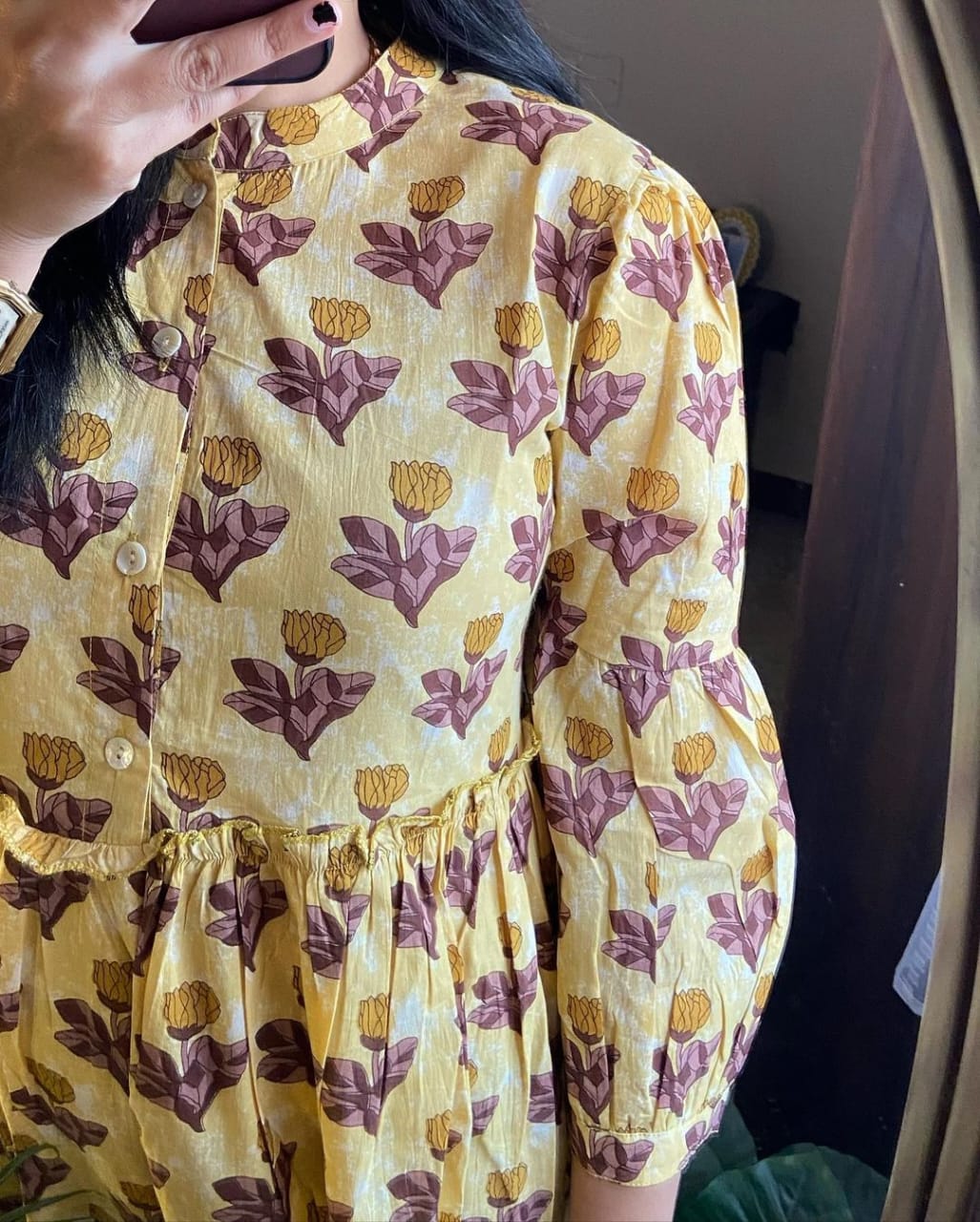 flower cotton print model dress