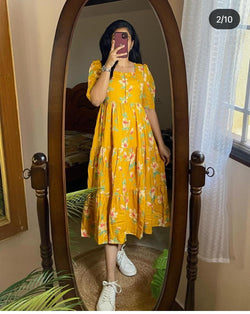 Beautiful summer special yellow cotton kurti