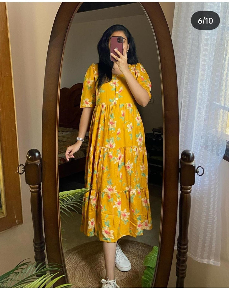 Beautiful summer special yellow cotton kurti