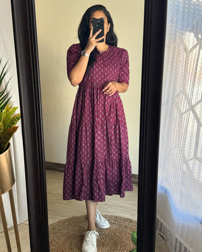 Beautiful printed Lotus flower cotton meternity friendly maxi